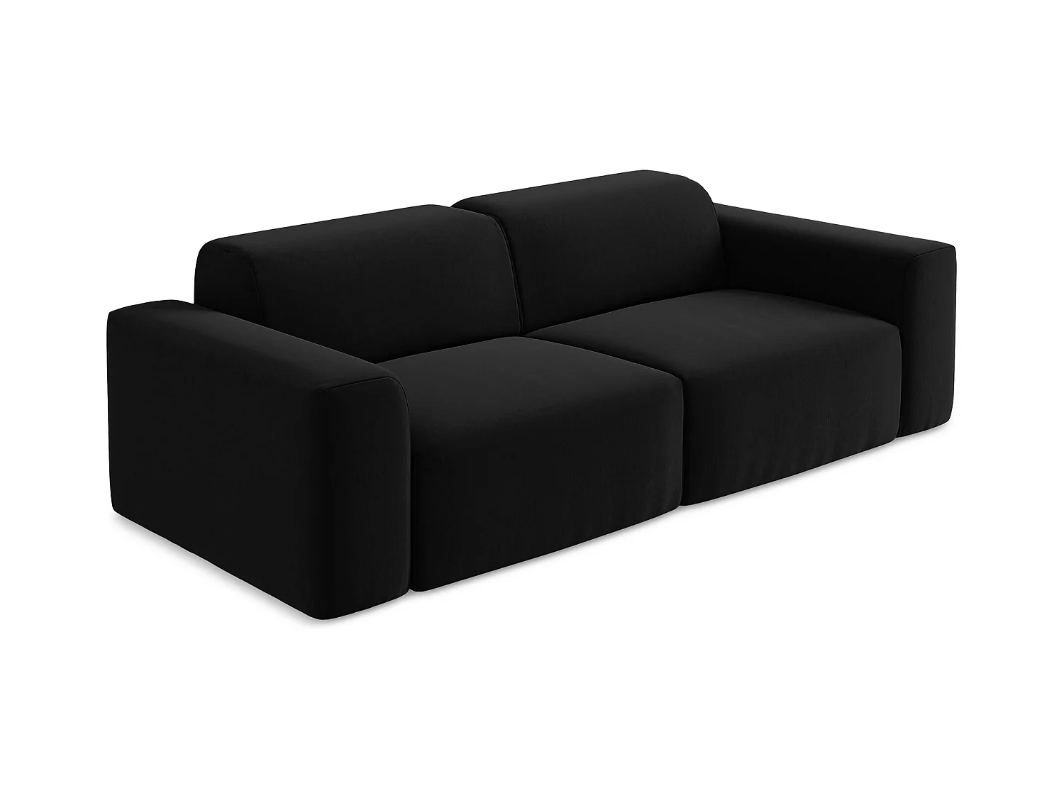 Modulares 3-Sitzer Sofa - - Samt - Schwarz - KELI