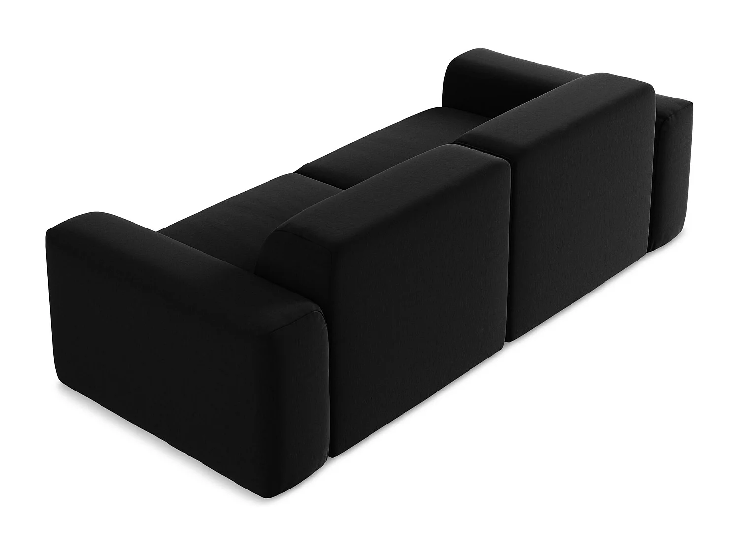 Driezits modulaire bank van zwart velours - KELI