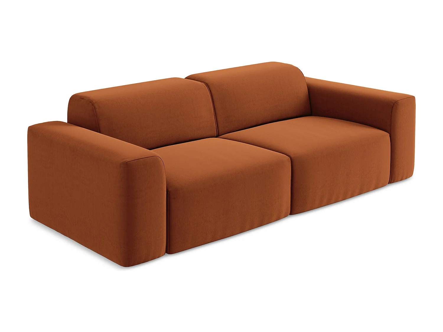 Tweezits modulaire bank van terracotta velours - KELI