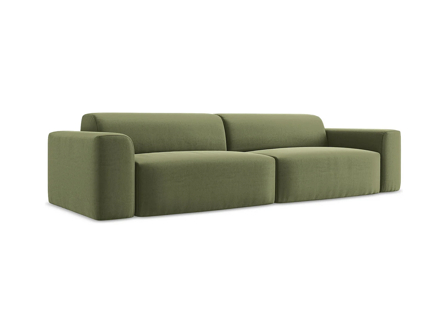 Canapé modulable 4 places en velours - olive - KELI