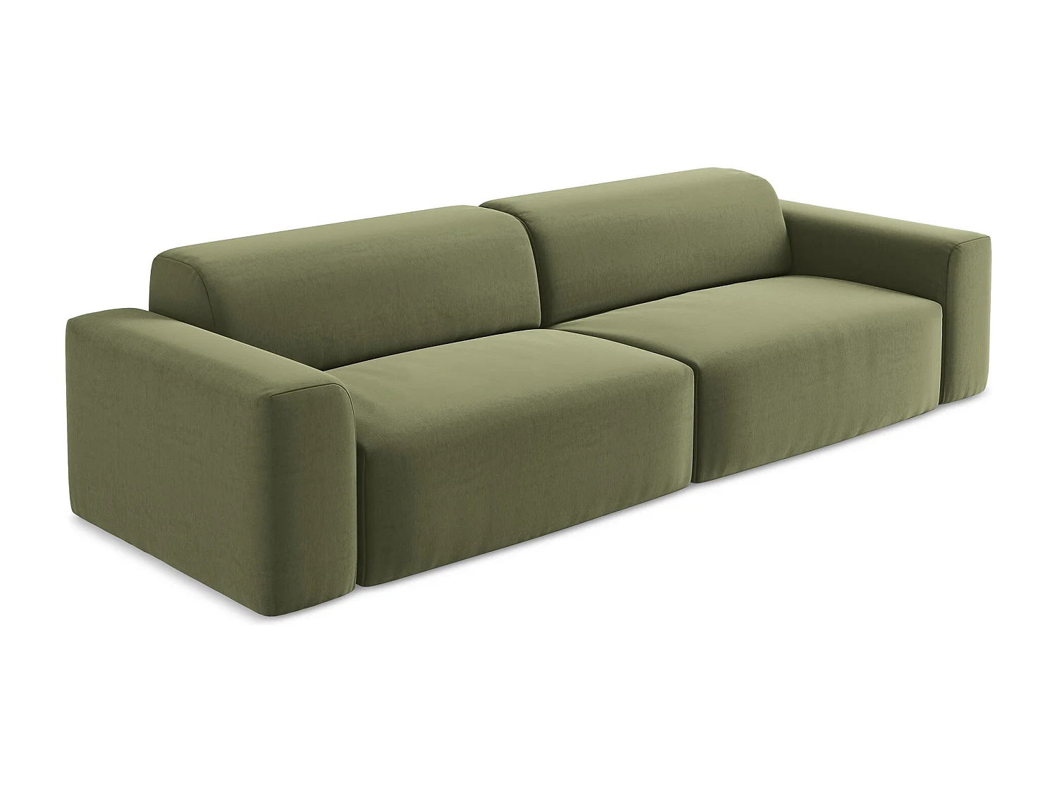 Canapé modulable 4 places en velours - olive - KELI