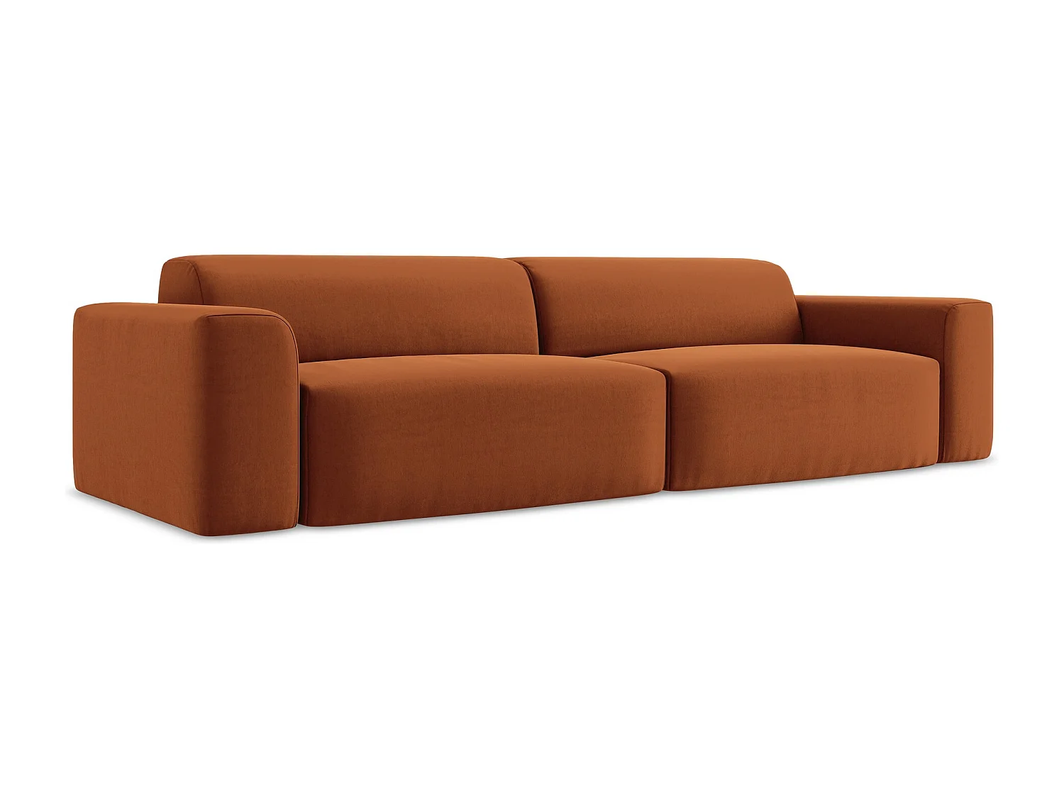 Canapé modulable 4 places en velours - terre cuite - KELI