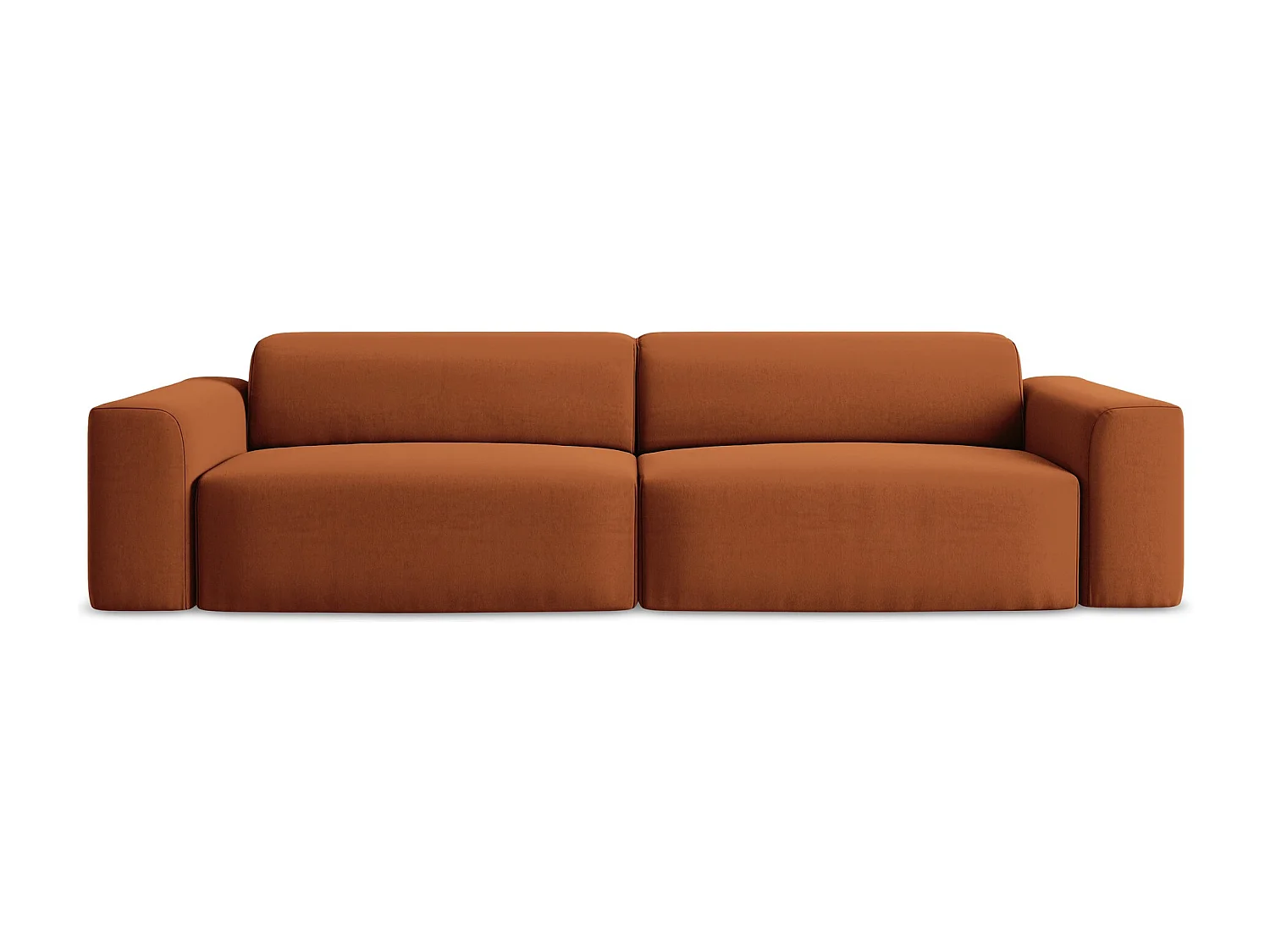 Canapé modulable 4 places en velours - terre cuite - KELI