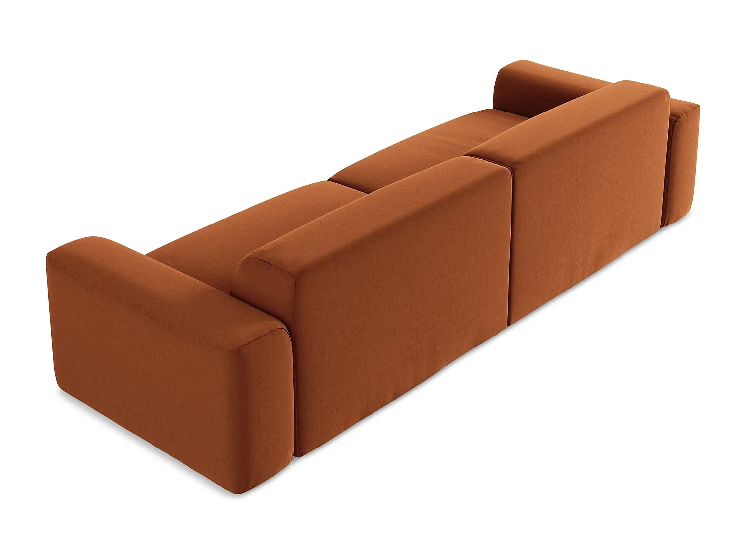 Canapé modulable 4 places en velours - terre cuite - KELI