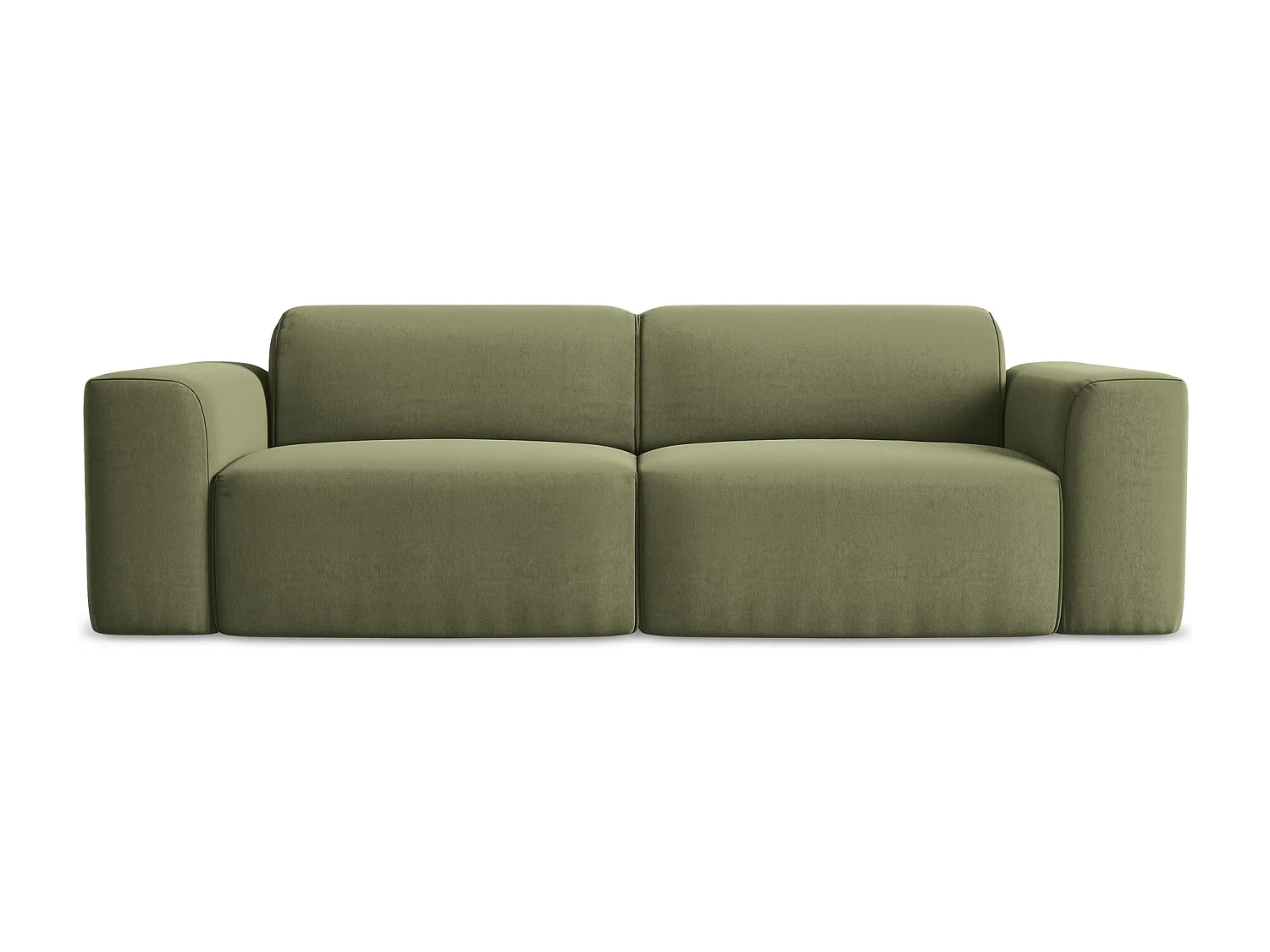 Driezits modulaire bank van olijfgroen velours - KELI