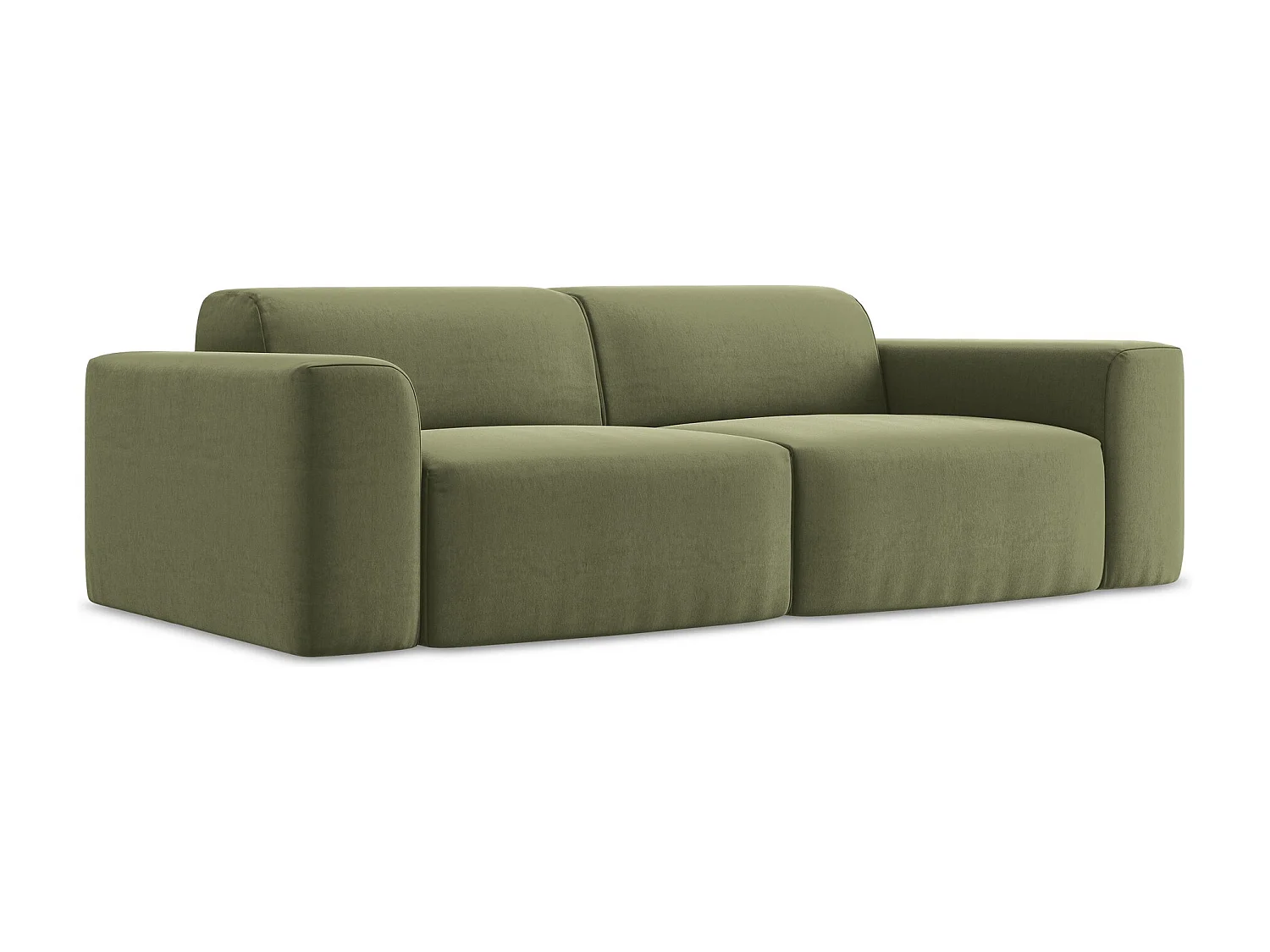 Driezits modulaire bank van olijfgroen velours - KELI