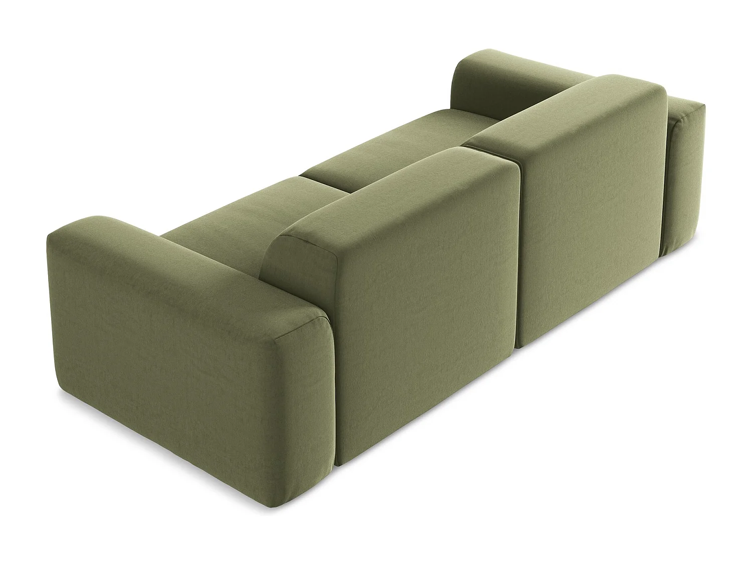 Driezits modulaire bank van olijfgroen velours - KELI