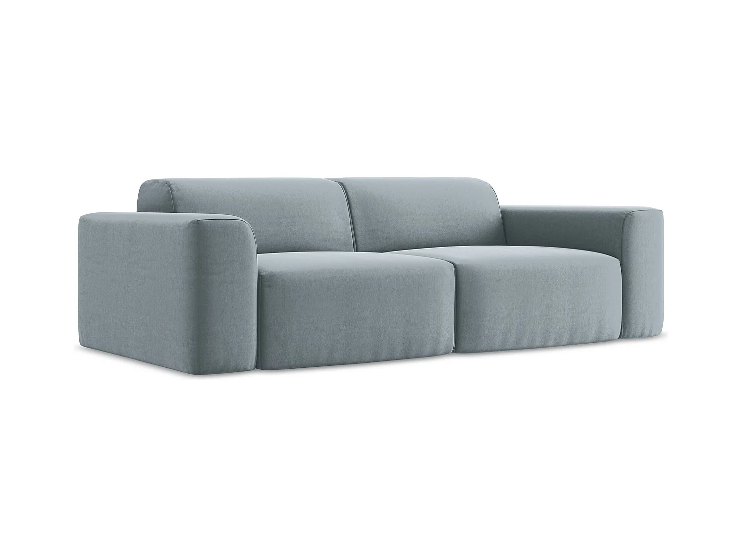 Canapé modulable 3 places en velours - bleu clair - KELI