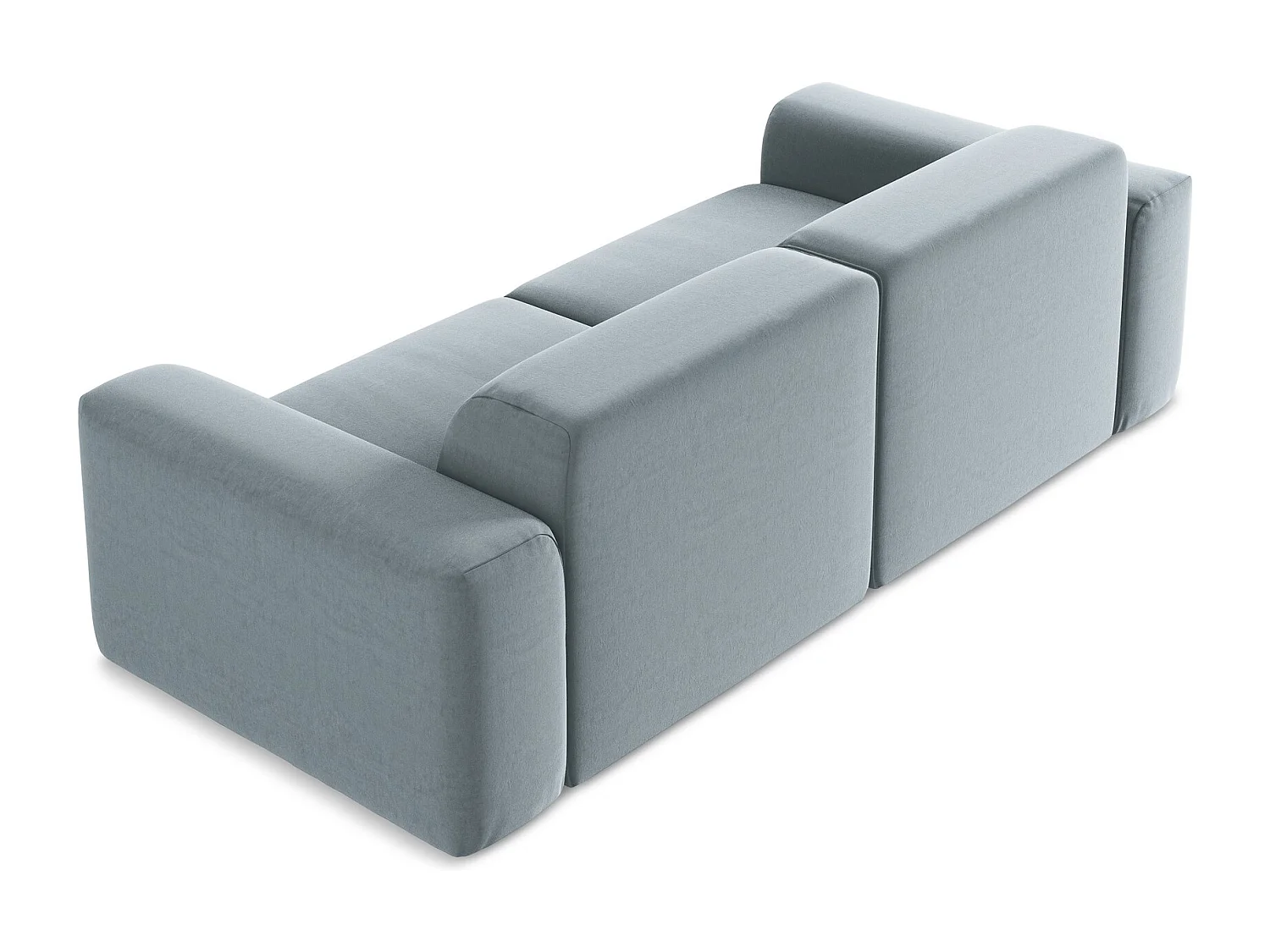 Driezits modulaire bank van lichtblauw velours - KELI