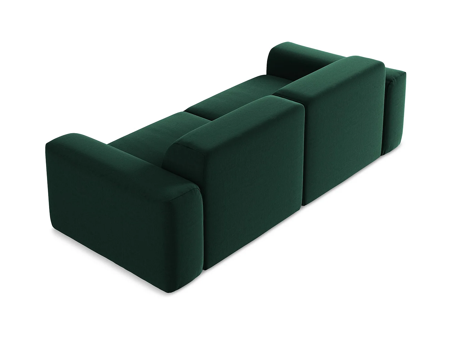 Driezits modulaire bank van flessengroen velours - KELI