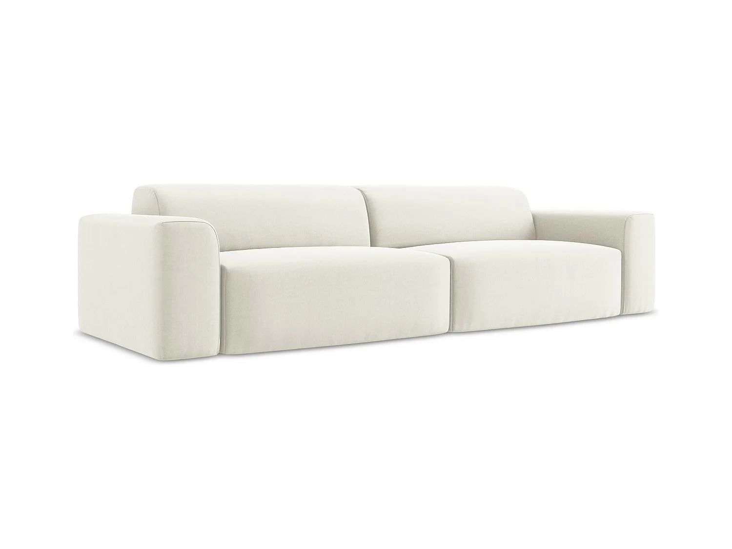 Canapé modulable 4 places en velours - beige clair - KELI