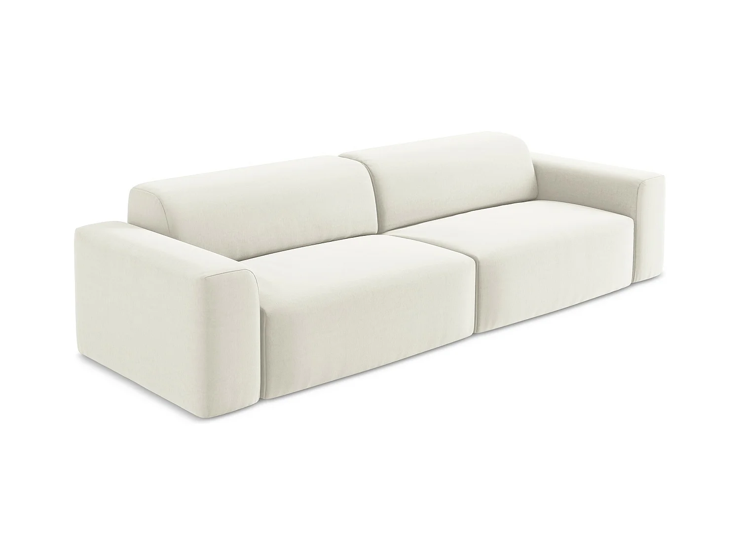 Canapé modulable 4 places en velours - beige clair - KELI