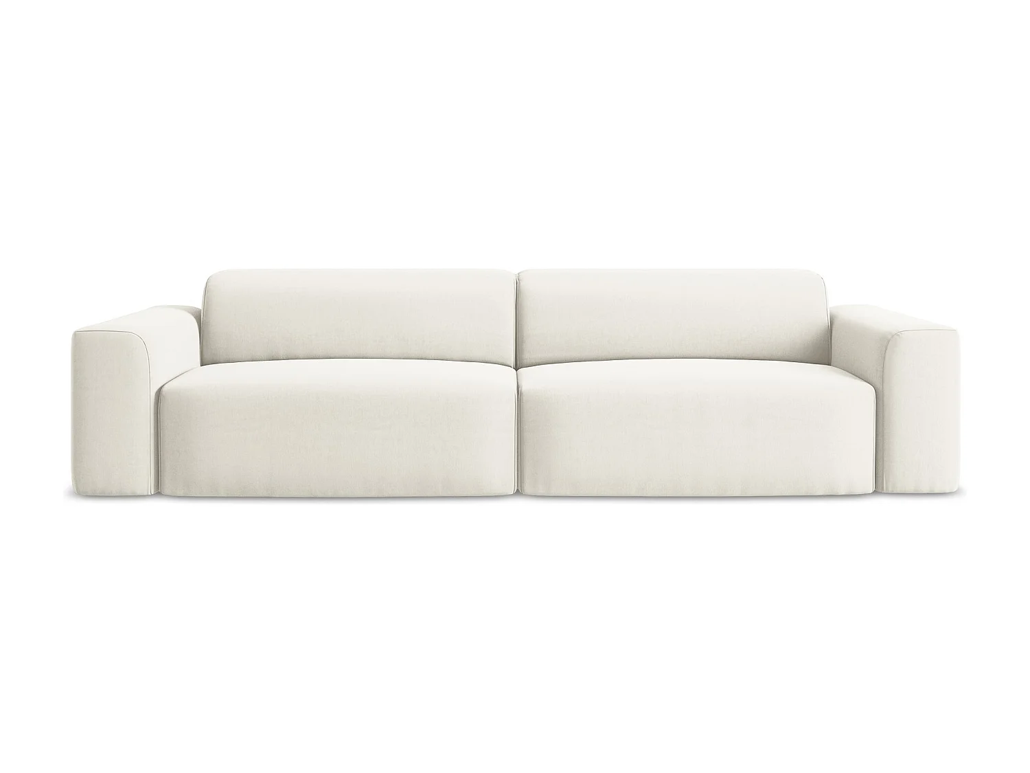 Canapé modulable 4 places en velours - beige clair - KELI