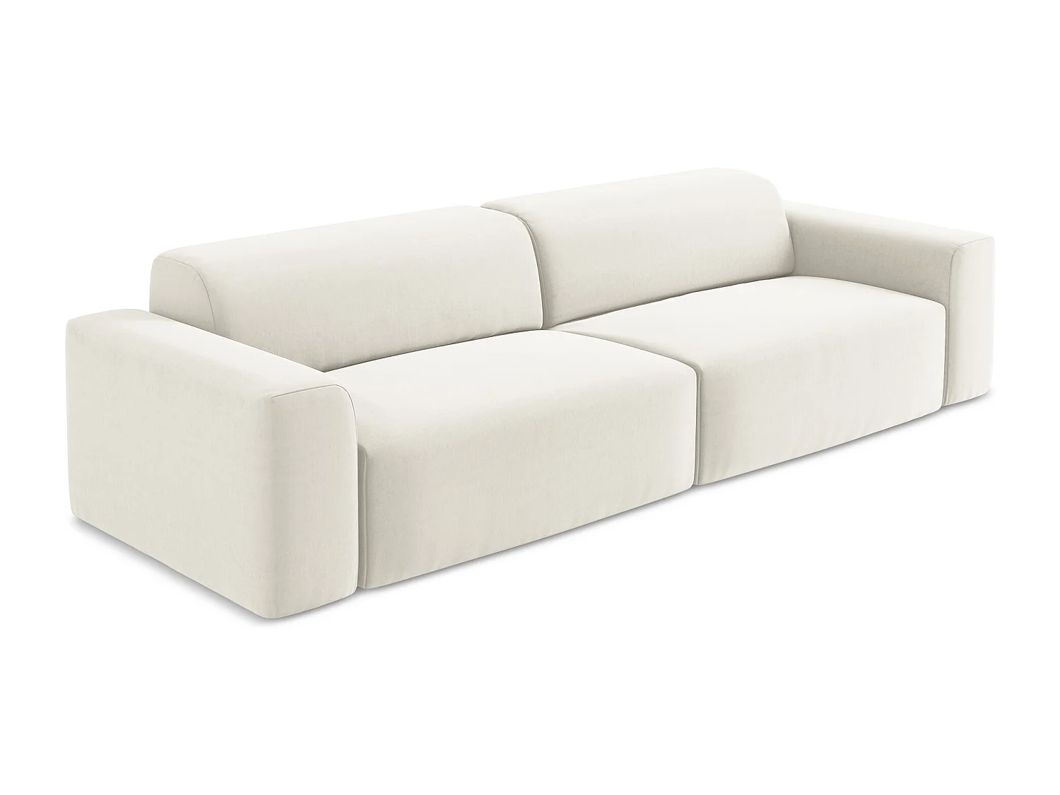 Canapé modulable 4 places en velours - beige clair - KELI