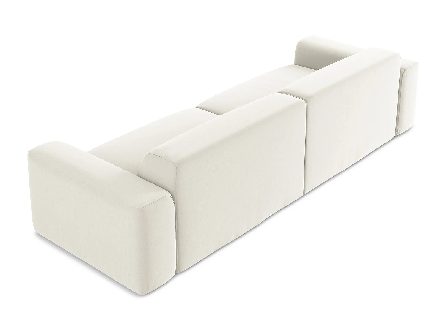 Canapé modulable 4 places en velours - beige clair - KELI