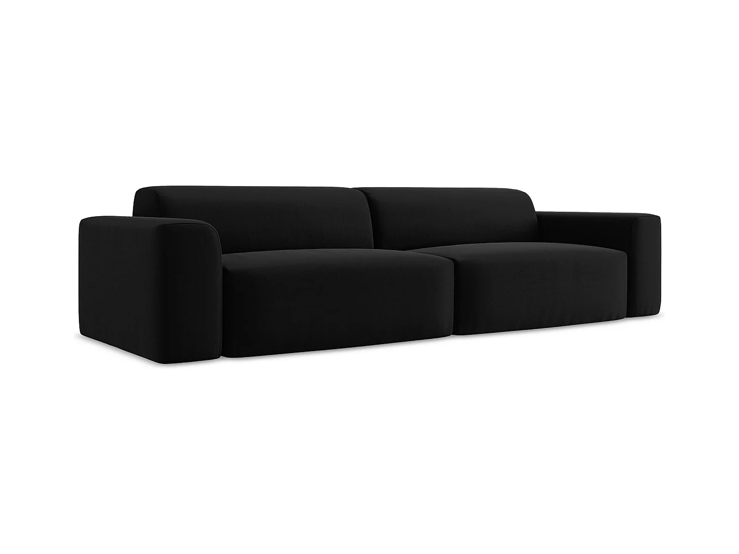 Modulares 4-Sitzer Sofa - - Samt - Schwarz - KELI