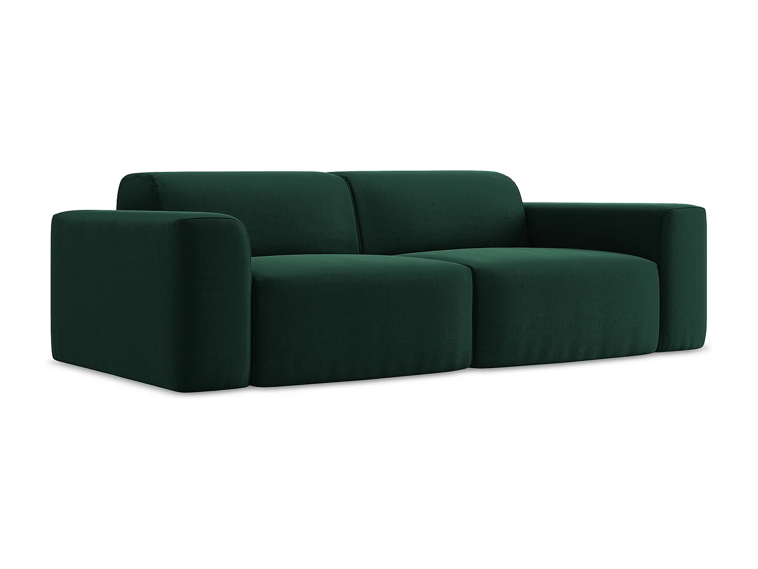 Tweezits modulaire bank van flessengroen velours - KELI