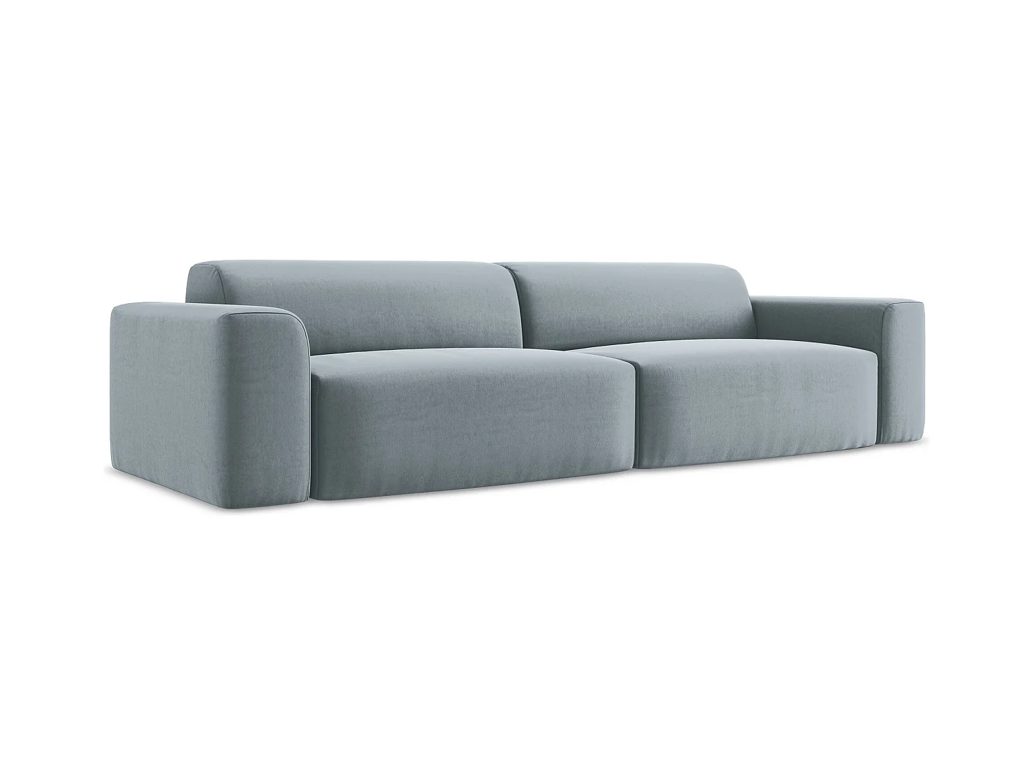 Modulares 4-Sitzer Sofa - - Samt - Hellblau - KELI