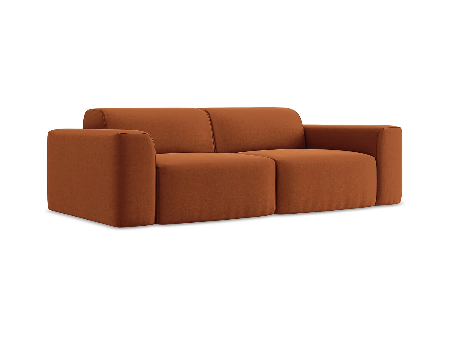 Driezits modulaire bank van terracotta velours - KELI