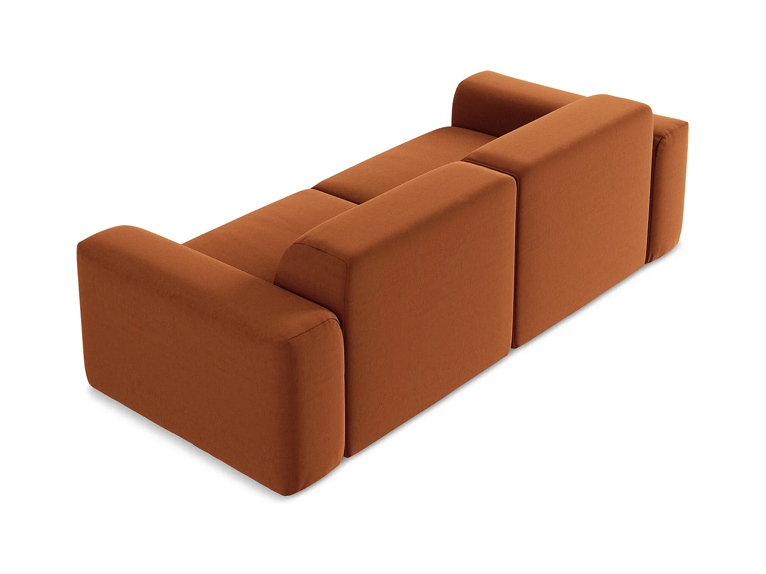Driezits modulaire bank van terracotta velours - KELI