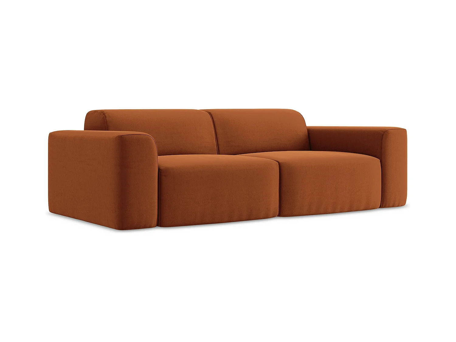 Modulares 3-Sitzer Sofa - - Samt - Terrakotta - KELI
