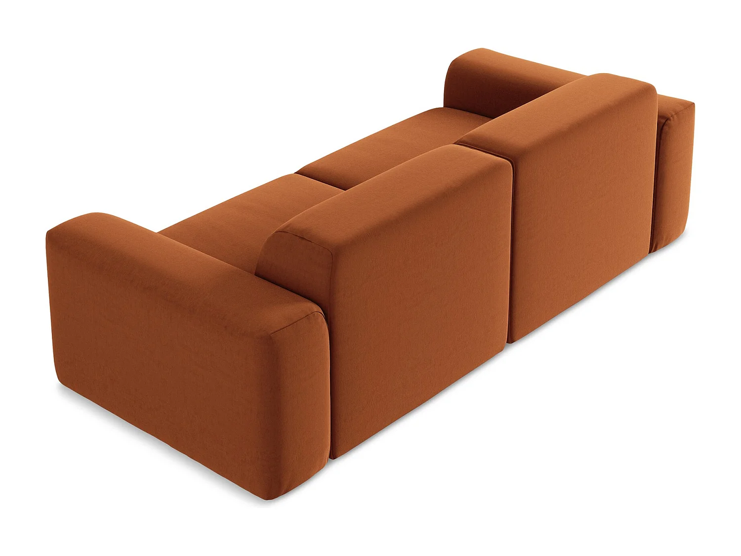 Driezits modulaire bank van terracotta velours - KELI