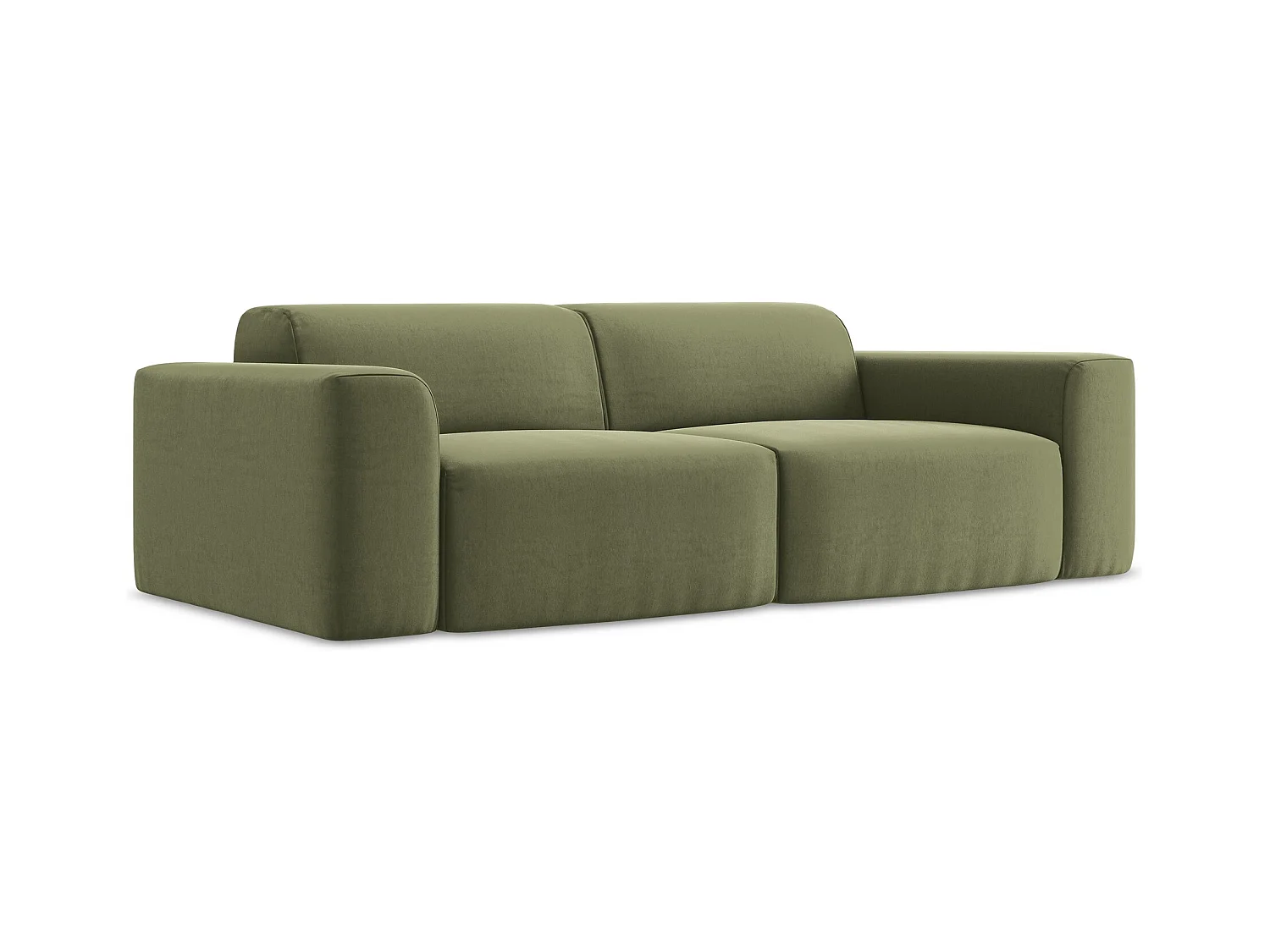 Tweezits modulaire bank van olijfgroen velours - KELI