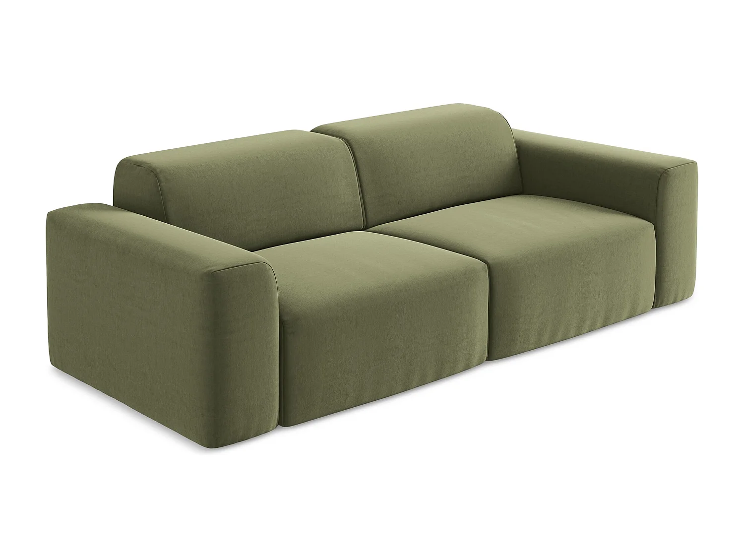 Canapé modulable 2 places en velours - olive - KELI