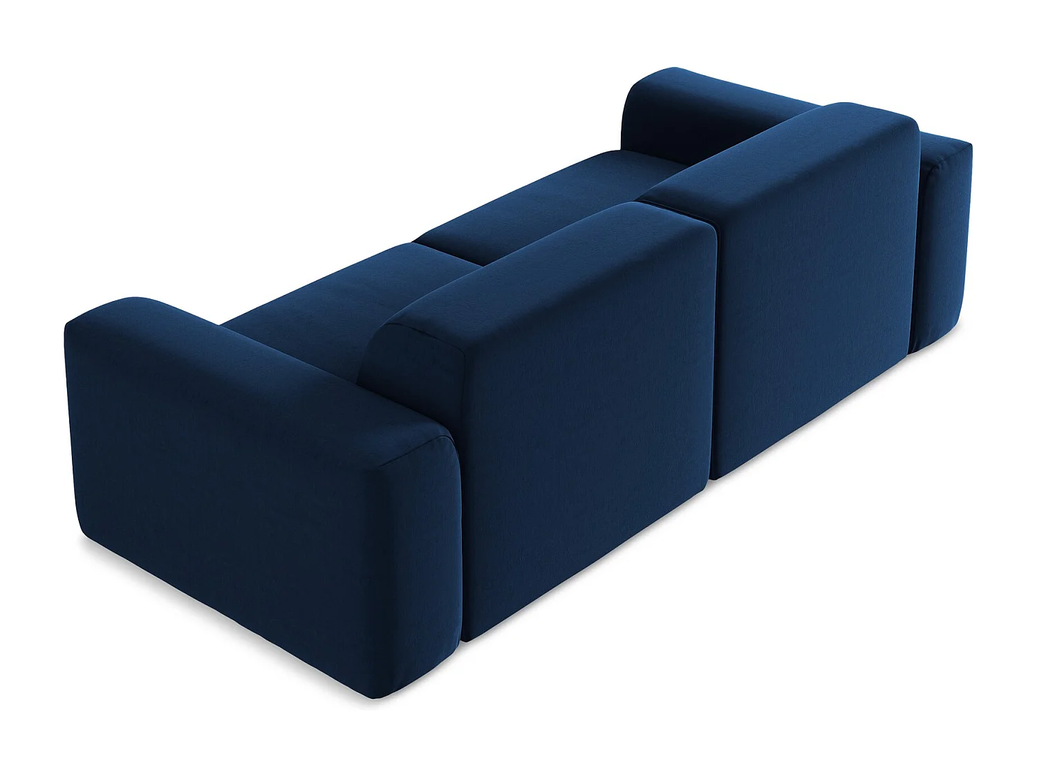 Driezits modulaire bank van koningsblauw velours - KELI