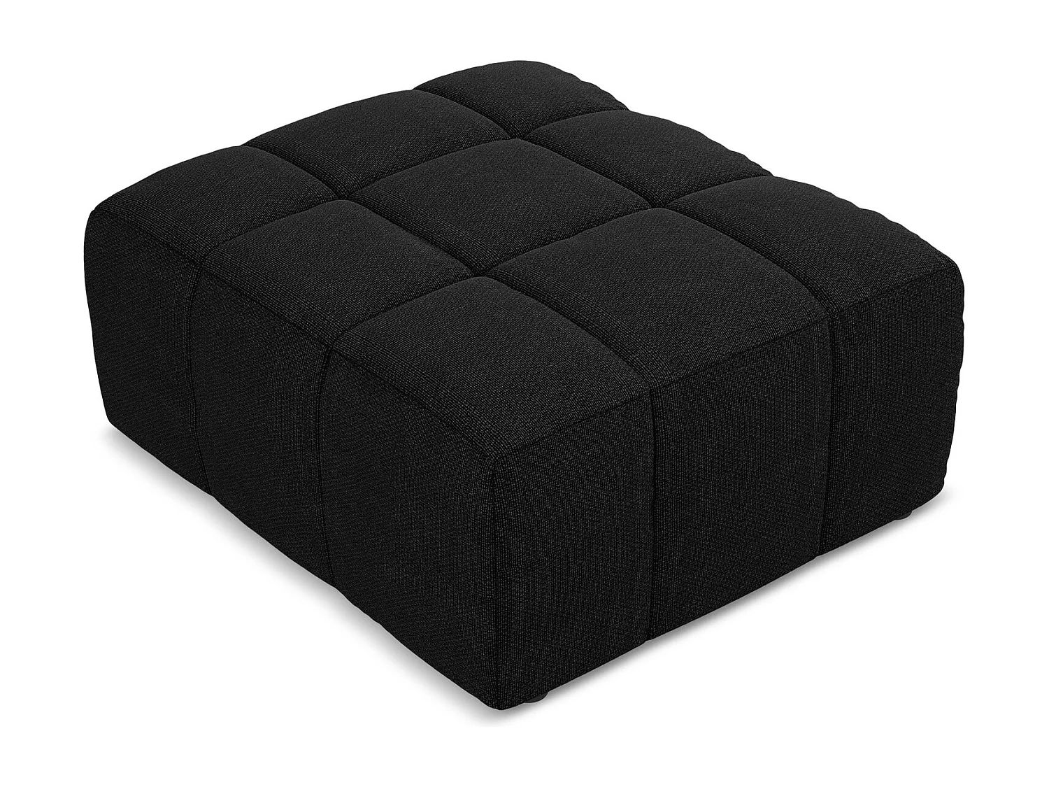 Pouf en tissu bouclette - noir - ALOHA