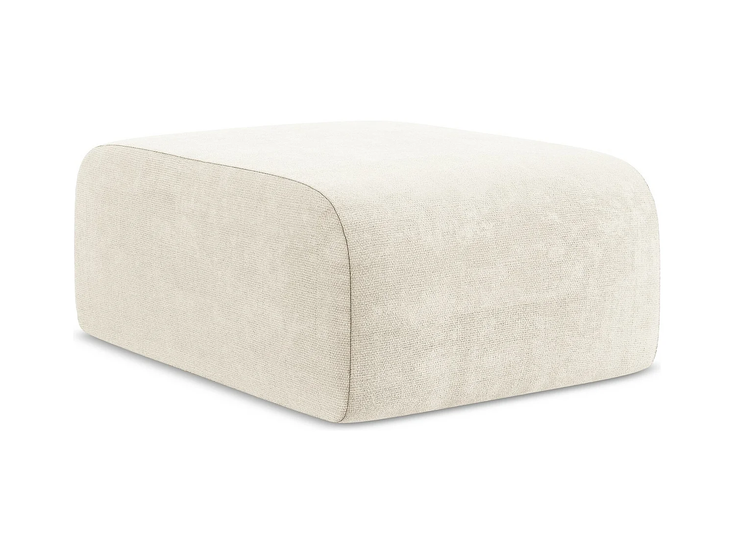 Pouf en tissu chenille - beige clair - LANI