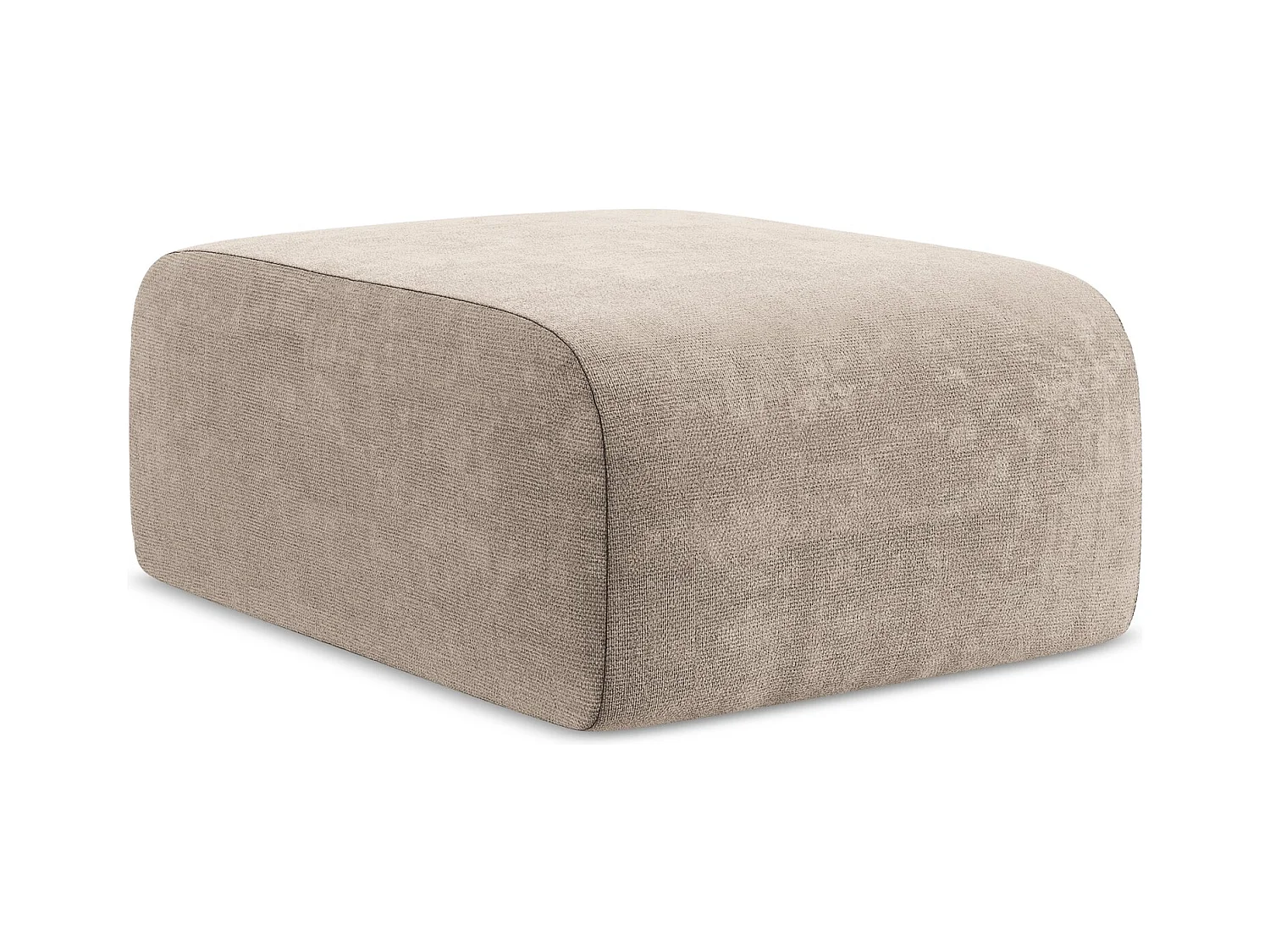 Poef van donkerbeige chenille stof - LANI