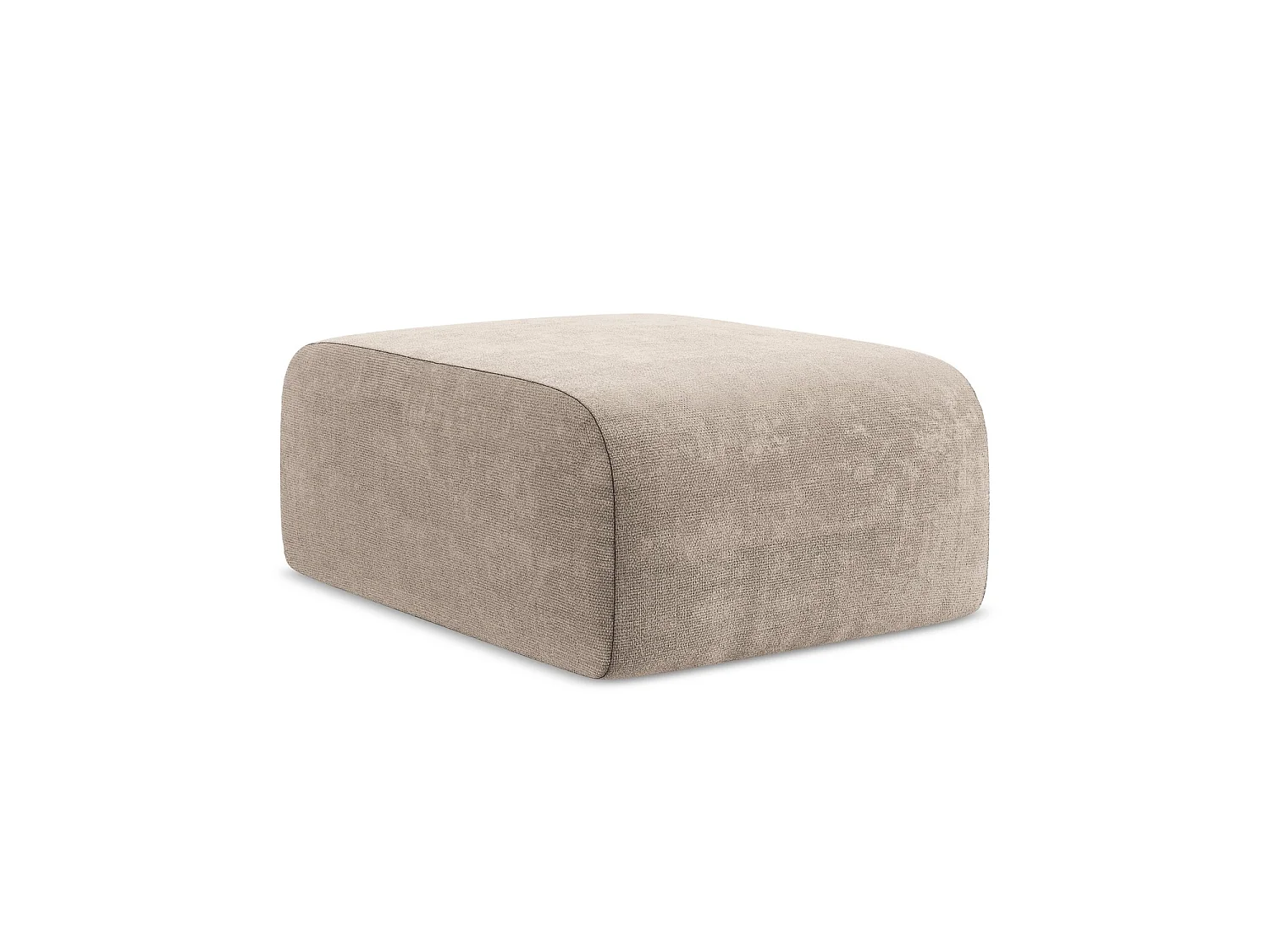 Poef van donkerbeige chenille stof - CERVO