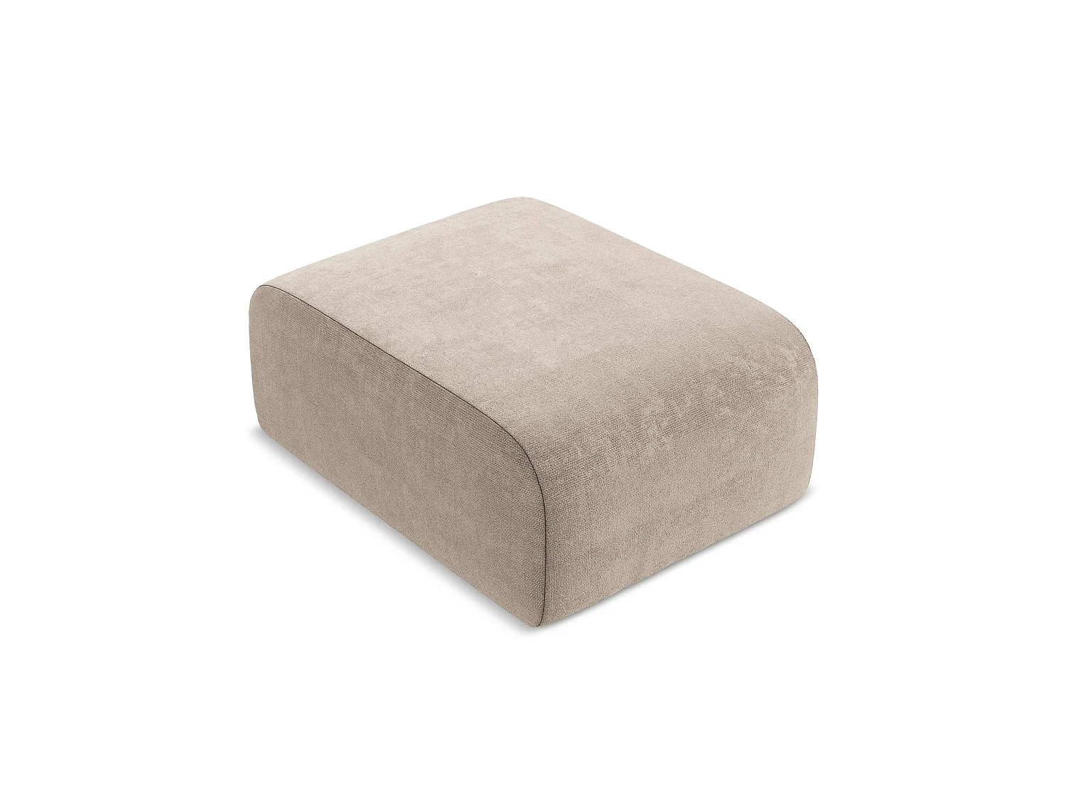 Poef van donkerbeige chenille stof - CERVO