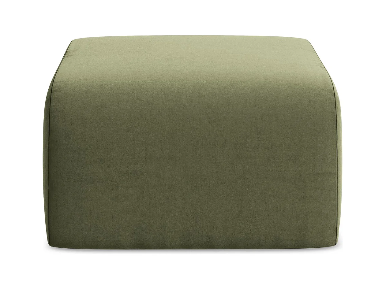 Pufa - z tkaniny welwetowej - oliwkowy - LANI