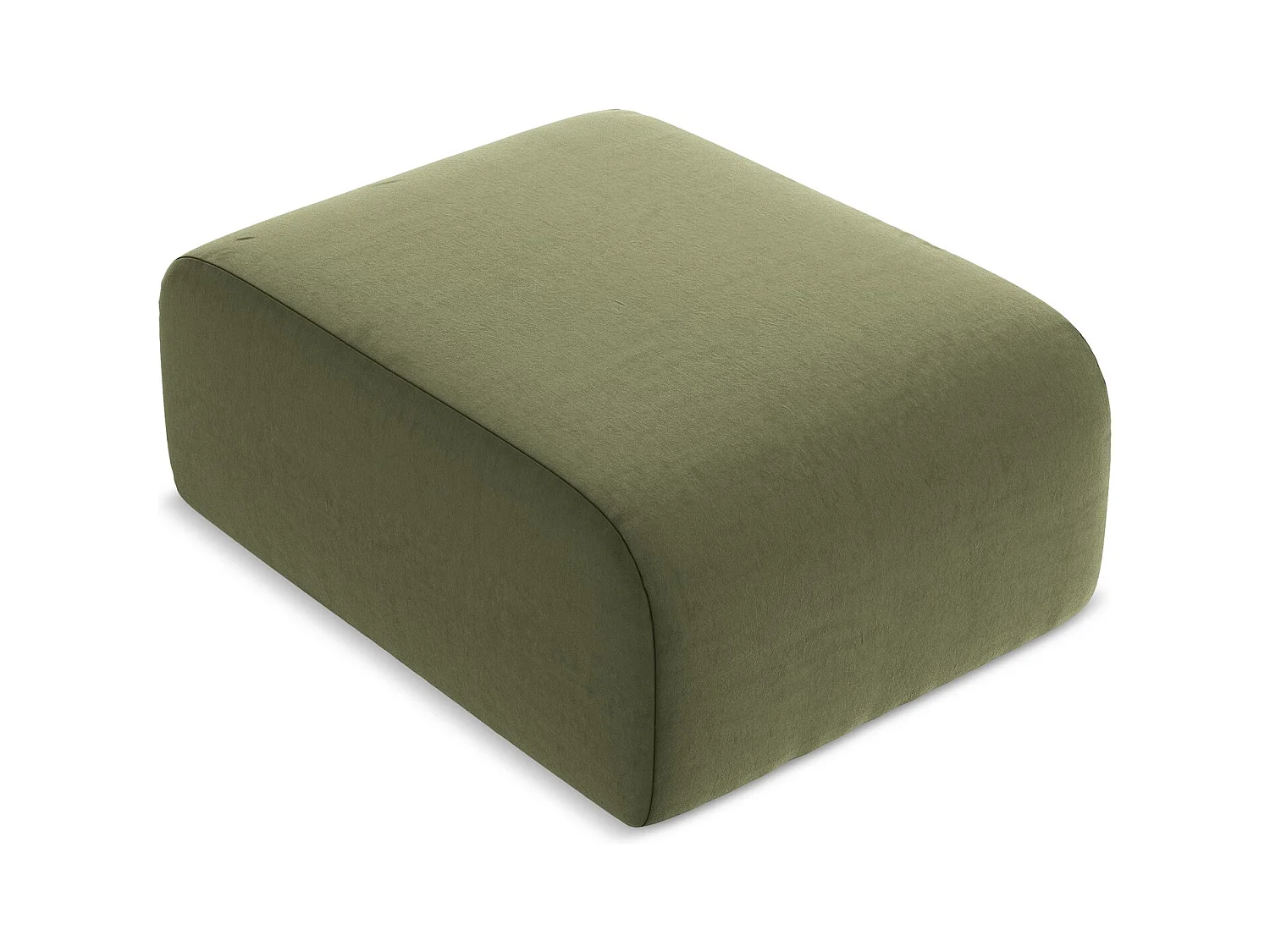 Pufa - z tkaniny welwetowej - oliwkowy - LANI