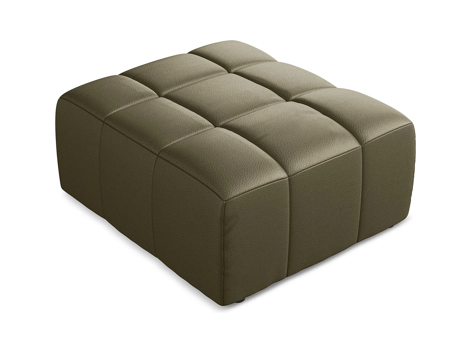 Puf de piel sintética aceituna - ALOHA