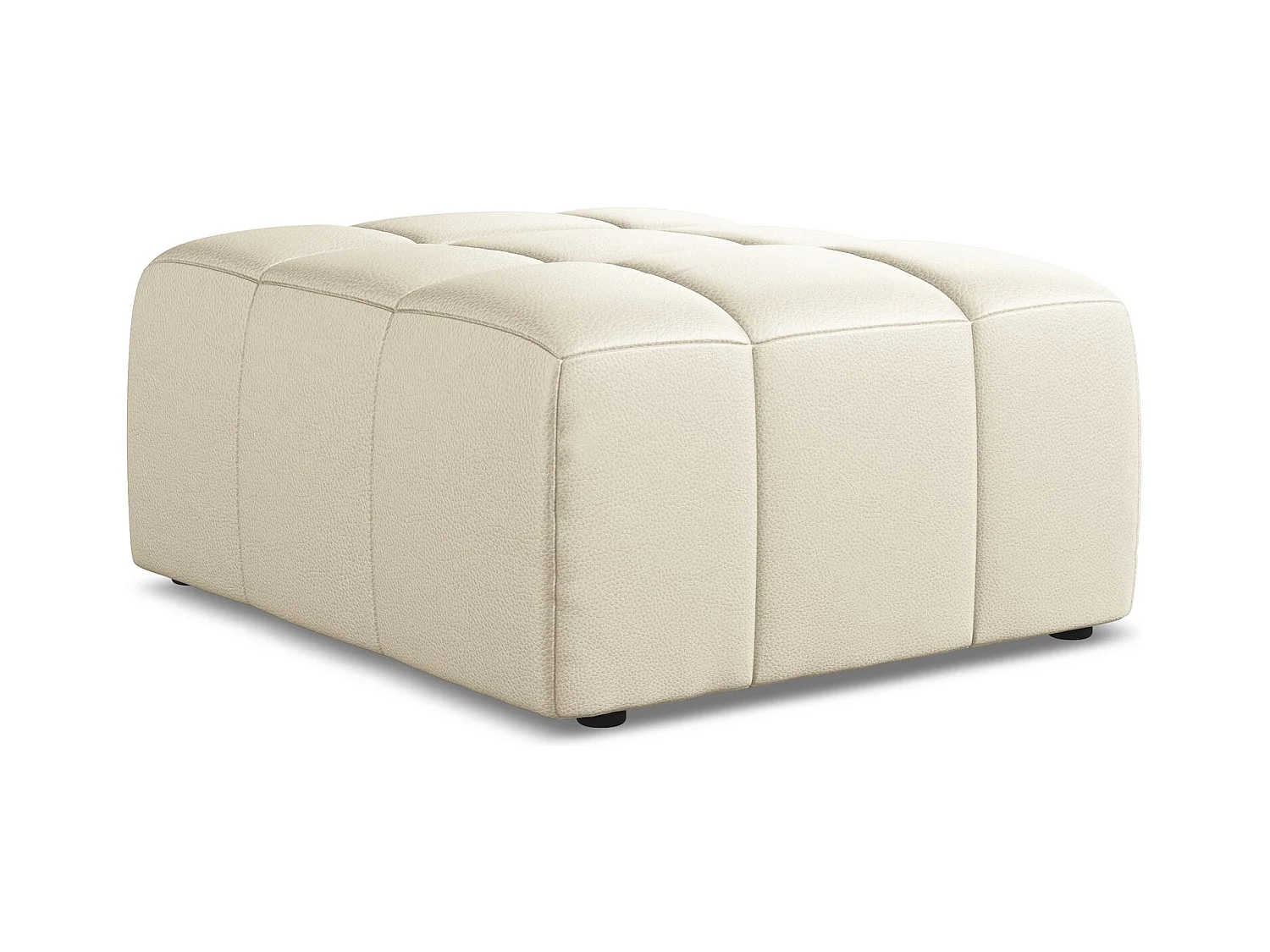 Pouf en similicuir - beige clair - ALOHA