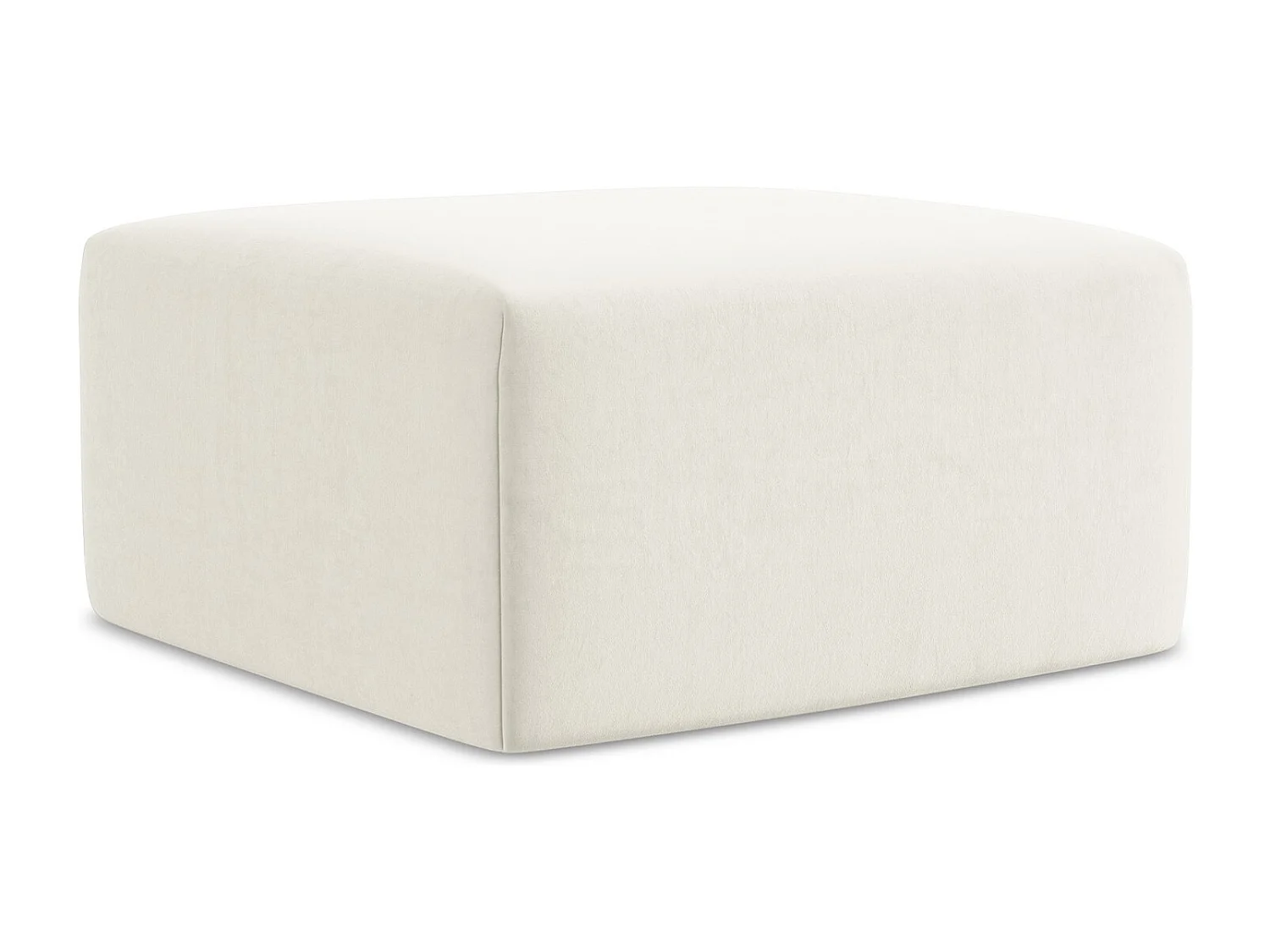 Poef van lichtbeige velours - KELI