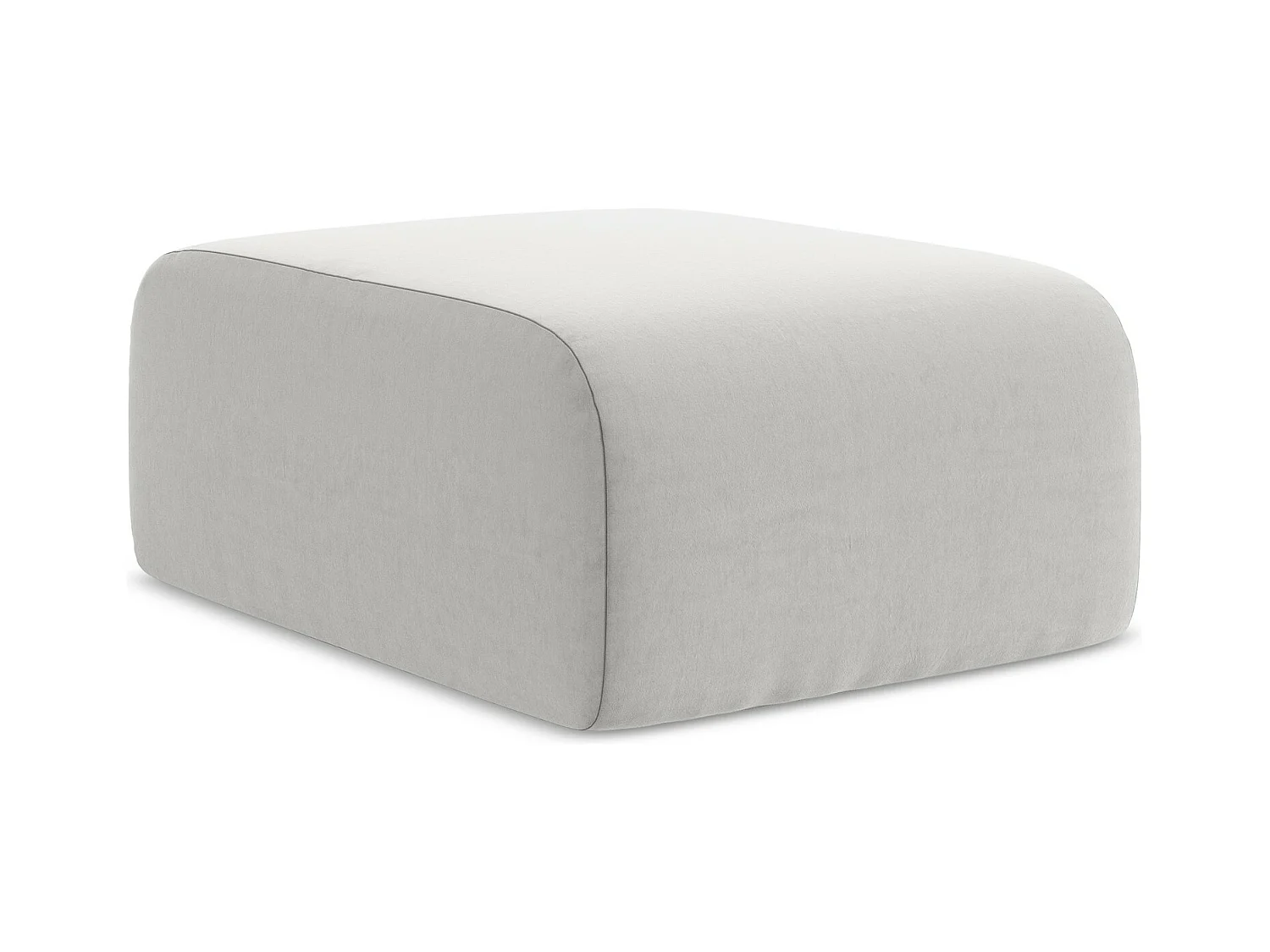 Pouf - Hocker - Samt - Silber - LANI