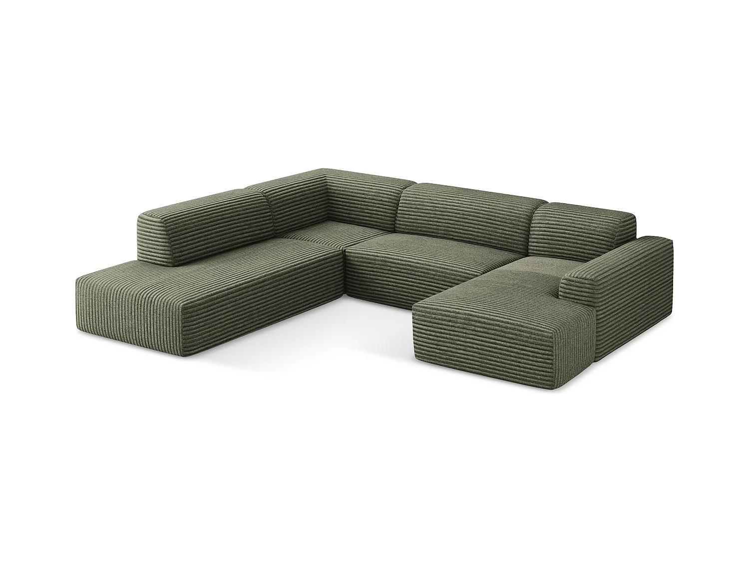 Große Wohnlandschaft Links - - Cord - Olive - KELI