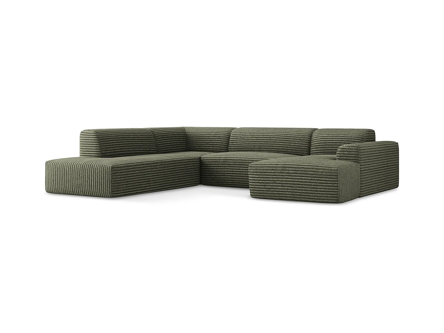 Große Wohnlandschaft Links - - Cord - Olive - KELI