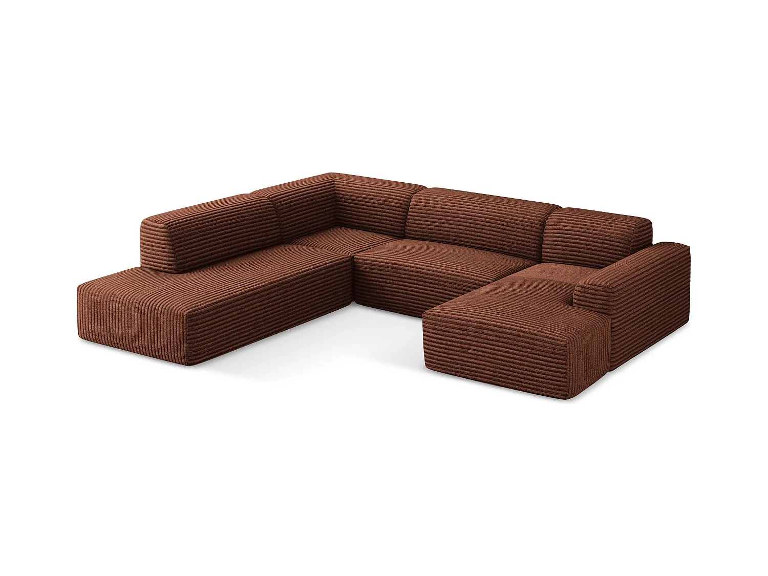 Große Wohnlandschaft Links - - Cord - Terrakotta - KELI