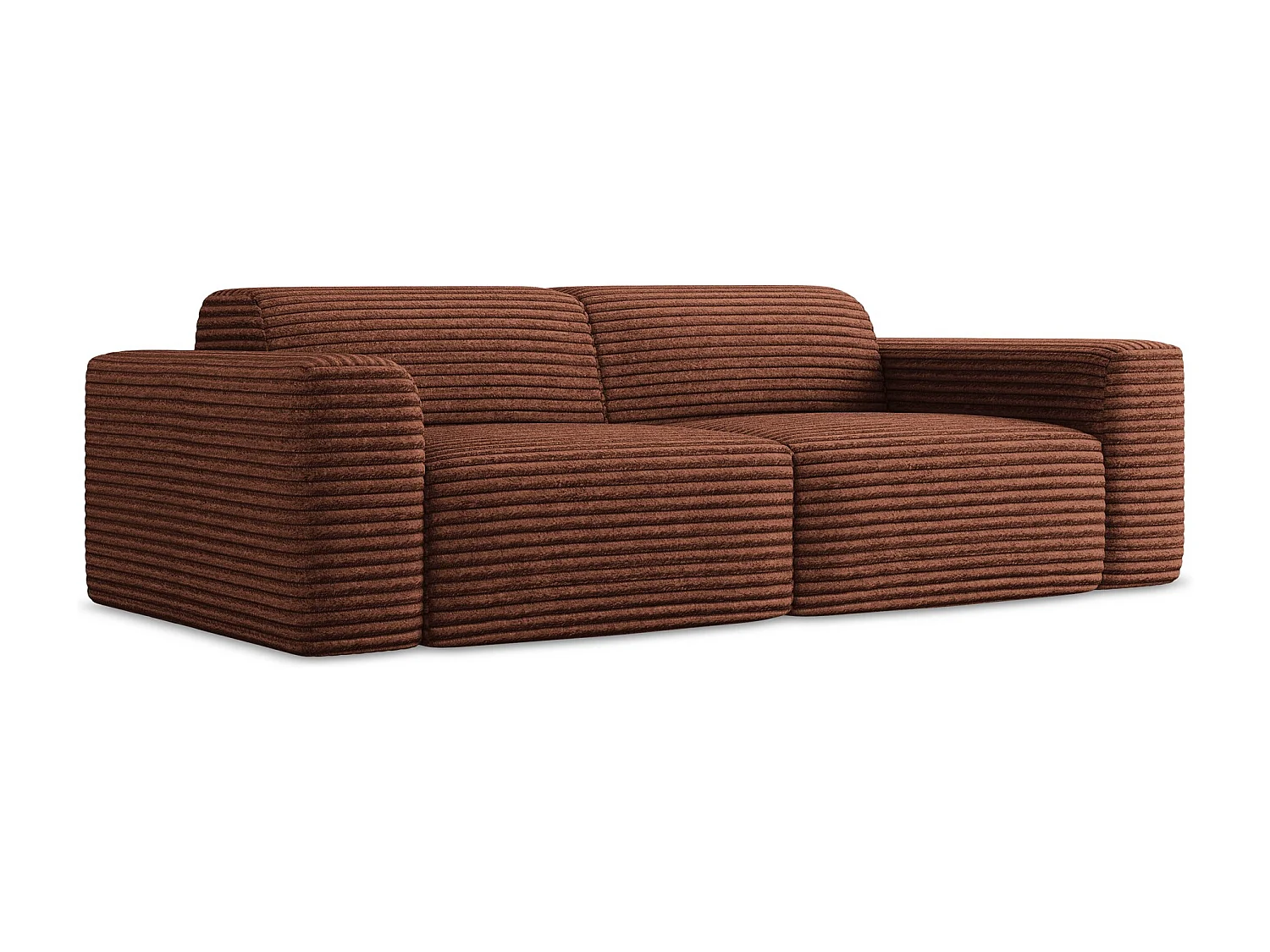 Tweezits modulaire bank van terracotta ribfluweel - KELI