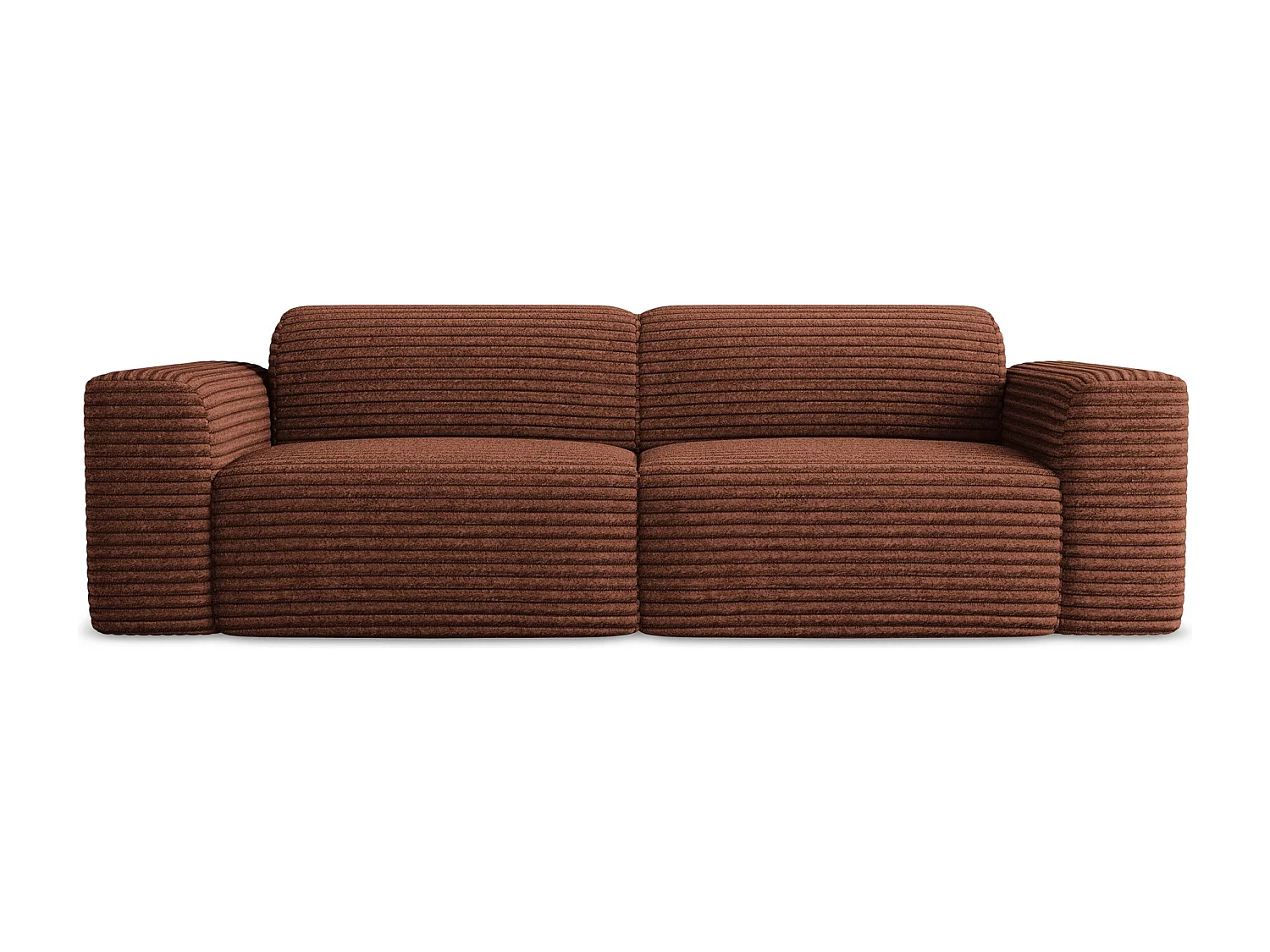 Tweezits modulaire bank van terracotta ribfluweel - KELI