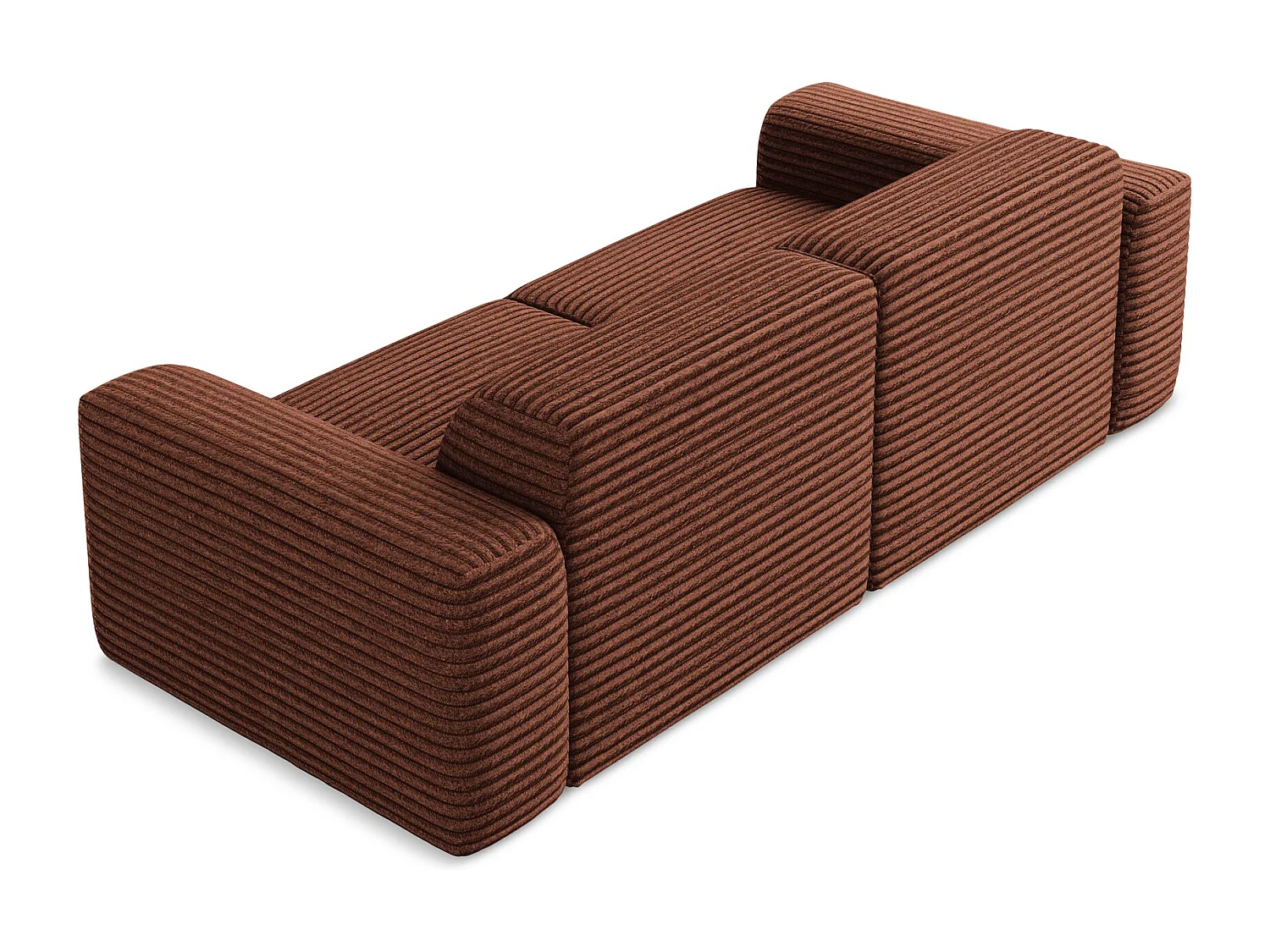 Tweezits modulaire bank van terracotta ribfluweel - KELI