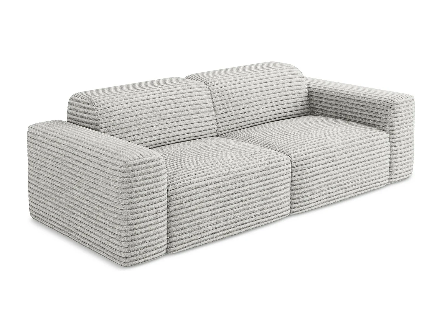 Driezits modulaire bank van lichtgrijs ribfluweel - KELI