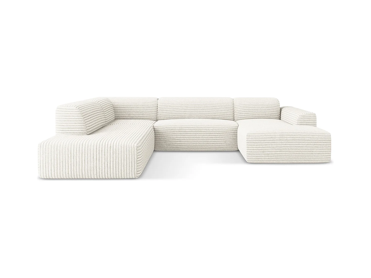 Sofa panoramiczna lewa - z tkaniny sztruksowej - jasny beż - KELI