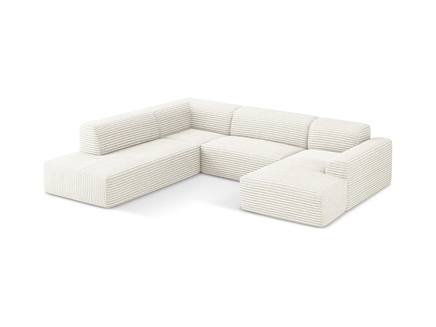 Sofa panoramiczna lewa - z tkaniny sztruksowej - jasny beż - KELI