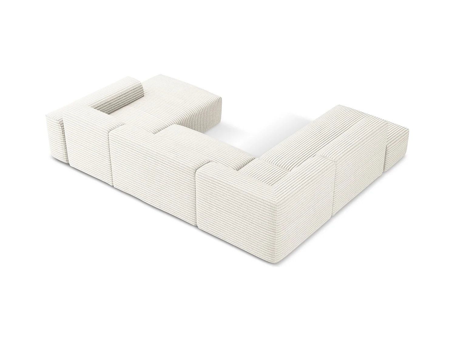 Sofa panoramiczna lewa - z tkaniny sztruksowej - jasny beż - KELI